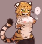  1_anthro 1_female 1_girl 1girl 2017 anthro anthro_only big_breasts blonde_hair blush breasts chipar clothing cum cum_on_breasts cum_on_face cum_on_leg exposed_breasts feline female female_anthro furry hair legwear mammal nipples simple_background solo stockings sweater tiger 