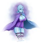  big_breasts blue_eyes blue_hair blue_skin bottomless breasts cleavage female fi hizzacked pussy skyward_sword smile solo the_legend_of_zelda 