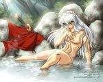  1girl blood giovanna_guimaraes inuyasha inuyasha_(character) licking male male_only nude solo 