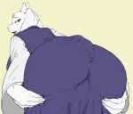  1girl 1girl anthro ass big_ass caprine clothing furry goat kemono looking_at_viewer mammal milf parent seductive simple_background sindoll spreading toriel undertale video_games 