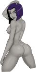 1girl ass big_ass big_breasts breasts dat_ass dc_comics dcau female female_only grey_skin looking_at_viewer looking_back nipples nude purple_eyes purple_hair raven_(dc) solo solo_female sunsetriders7 teen_titans