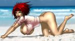 ass battle_chasers beach big_ass big_breasts bottomless breasts huge_breasts inviting looking_at_viewer nipples red_hair red_monika smile wilko