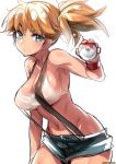  big_breasts bra breasts holding_poke_ball joyreactor kasumi_(pokemon) looking_at_viewer misty no_shirt poke_ball pokemon pokemon_(anime) sweat white_bra 