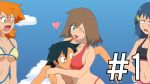  ;d ^_^ angry annoyed artist_request ash_ketchum big_breasts bikini breast_smother breasts brown_hair cute dawn game_freak gym_leader happy haruka_(pokemon) heart hikari_(pokemon) hug hugging humans_of_pokemon kasumi_(pokemon) looking_at_viewer may_(pokemon) medium_breasts misty_(pokemon) nintendo pokemon pokemon_(anime) pokemon_diamond_pearl_&amp;_platinum pokemon_dppt pokemon_red_green_blue_&amp;_yellow pokemon_rgby red_bikini rolling_eyes small_breasts smile swimsuit wink 