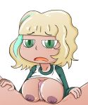  areola areolae big_breasts blush breasts huge_areola huge_areolae jackie_lynn_thomas large_breasts male_pubic_hair okappa paizuri precum pubic_hair shirt_lift simple_background star_vs_the_forces_of_evil white_background 