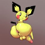  1boy anthro anthrofied ass big_ass big_ears big_eyes big_penis brown_eyes censored chubby furry girly huge_ass huge_penis male_focus male_only nintendo no_humans nude pichu pokemon pokemon_gsc rodent small_but_hung smile thick_thighs wide_hips zeriie 