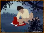  1_boy 1_female 1_girl 1_male 2003 all_fours black_hair breasts clothed disney hair helg_(artist) human/human long_hair lying male/female nipples nude outdoors prince_eric princess_ariel red_hair sex spread_legs tagme the_little_mermaid 