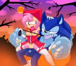&lt;3 1girl amy_rose anthro areola breasts clothed clothing cosplay domination duo erection female_domination furry halloween hedgehog holidays leash little_red_riding_hood_(copyright) male mammal nipples nude open_mouth outside penetration penis pussy reverse_cowgirl_position sega sex sonamy sonic_the_hedgehog sonic_the_werehog vaginal video_games