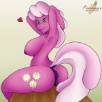  &lt;3 1girl 1girl 2017 anatomically_correct animal_genitalia animal_pussy anthro anus areola armpits ass big_breasts breasts cheerilee_(mlp) desk earth_pony equine equine_pussy erect_nipples friendship_is_magic furry hair hands_behind_head horse looking_at_viewer mammal marukomuru multicolored_hair my_little_pony nipples nude pink_hair pony pussy raised_arm simple_background sitting smile two_tone_hair 