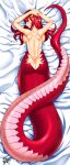1girl ass backboob big_ass big_breasts breasts female female_only humanoid jadenkaiba lamia looking_at_viewer looking_back miia_(monster_musume) monster_girl monster_musume_no_iru_nichijou naga_girl pointy_ears red_hair smile snake_girl solo_female topless