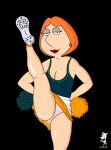  cheerleader cheerleader_outfit crop_top family_guy leg_lift lois_griffin miniskirt panties thighs 