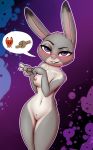  1girl 2017 abstract_background absurd_res anthro areola blush breasts buckteeth canine captainpudgemuffin disney erect_nipples fox fur furry high_res judy_hopps lagomorph looking_at_viewer mammal multicolored_fur navel nipples nude pink_nose pubic_hair pussy rabbit rope small_waist smile smirk teeth thick_thighs two_tone_fur wide_hips zootopia 