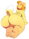  1girl 1girl 2017 animal_crossing anthro ass berseepon09 big_ass bikini canine clothed clothing dog feet furry isabelle_(animal_crossing) looking_at_viewer looking_back mammal nintendo simple_background swimsuit tagme video_games white_background 