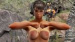  1girl alluring big_breasts female_abs hot_spring josie_rizal lc478 namco nude posing tekken tekken_7 