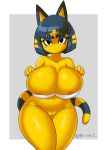  animal_crossing ankha ankha_(animal_crossing) big_breasts blue_hair nintendo nipples pussy rivy_k thick_thighs wide_hips 