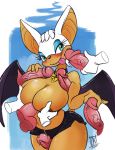  1girl 2017 anthro bat bat_wings big_breasts blue_eyes blush breasts clothed clothing disembodied_hand disembodied_penis eyelashes eyeshadow furry hair handjob humanoid_penis makeup male male/female mammal membranous_wings paizuri penis penis_everywhere rouge_the_bat sega sex solo_focus thigh_sex tongue tongue_out topless vein white_hair wings zwitterkitsune 