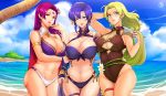  3_females 3_girls 3girls big_breasts bikini breasts brunnya_(fire_emblem) cleavage earrings female female_only fire_emblem fire_emblem:_the_binding_blade fire_emblem:_the_blazing_blade fire_emblem:_the_sacred_stones fire_emblem_heroes looking_at_viewer one-piece_swimsuit outdoor outside revolverwingstudios selena_(fire_emblem) standing swimsuit thick_thighs ursula_(fire_emblem) wide_hips 