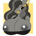 1girl anthro areola beauty_mark_(oc) big_breasts black_hair black_nipples breasts bust_portrait equine eyebrows eyelashes eyeshadow fan_character friendship_is_magic furry hair hair_over_eye hasbro horse huge_breasts kloudmutt lipstick looking_at_viewer makeup mammal multicolored_hair my_little_pony nipples piercing pony portrait two_tone_hair yellow_eyes