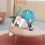  1:1 1girl 1girl 2d_animation alternate_species animal_humanoid big_breasts blue_hair breasts cartoon_network cat_humanoid cleavage clothed clothing dildo felid felid_humanoid feline feline_humanoid frame_by_frame gif hair handjob humanoid humanoidized low_res mammal mammal_humanoid masturbation mikeinel nicole_watterson oral penile sex sex_toy sex_toy_fellatio short_playtime the_amazing_world_of_gumball 