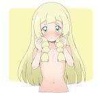  cute hair_over_breasts lillie lillie_(pokemon) looking_at_viewer ookamiuo pokemon pokemon_(game) pokemon_sm small_breasts 