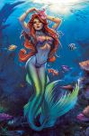 1girl belly breasts disney elias_chatzoudis female female_only fish princess_ariel red_hair solo the_little_mermaid