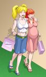 2_girls big_breasts blossom_(ppg) breasts bubbles_(ppg) cleavage female female_only incest oni_(artist) powerpuff_girls pregnant smile yuri