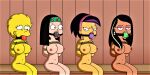  american_dad ass ball_gag bondage breasts crash_canyon creek_12 crossover erect_nipples hayley_smith lisa_simpson nude roberta_tubbs roxy_wendell the_cleveland_show the_simpsons thighs tied_up yellow_skin 