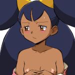 angry bloggerman blush embarrassed game_freak iris_(pokemon) looking_away looking_to_the_side mad nintendo non-english_tag pokemon pokemon_(anime) pokemon_(game) pokemon_(series) pokemon_black_&amp;_white pokemon_black_and_white shirt_down small_breasts sweatdrop upper_body うごたまろ 