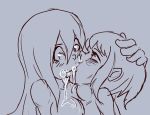 2_girls french_kiss french_kiss kissing kissing my_hero_academia ochako_uraraka saliva tsuyu_asui ungulatr yuri 