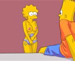  bart_simpson breasts brother_and_sister erect_nipples evilweazel_(artist) incest lisa_simpson no_bra panties the_simpsons topless undressing yellow_skin 