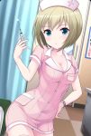  anime cleavage ecchi hospital looking_at_viewer needle nurse 