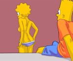  ass bart_simpson breasts brother_and_sister erect_nipples evilweazel_(artist) incest lisa_simpson panties the_simpsons thighs undressing yellow_skin 