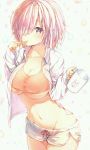 big_breasts ecchi eye_covered fate/grand_order fate_(game) fate_(series) looking_at_viewer mash_kyrielight mashu_kyrielite navel short_shorts underboob