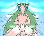  1boy 1girl 1girl 2017 areola bed big_breasts bouncing_breasts breasts erect_nipples erection gif gif green_eyes green_hair hair human kid_icarus large_penis legs long_hair male megane minus8 missionary_position nipples nude on_back on_bed open_mouth palutena penis pussy sex shiny shiny_skin spread_legs vaginal very_long_hair 