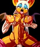  1boy 1girl anthro breast_squeeze breasts female furry huge_breasts human human_male_on_female_anthro interspecies large_breasts looking_pleasured male male/female nude open_mouth rouge_the_bat sega sonic_(series) tongue tongue_out vaginal 