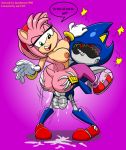  1boy 1girl amy_rose animal_ears ass big_breasts breasts cute furry green_eyes metal nipples nude pink_hair sex short_hair smile sonic text 