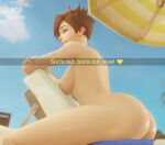  1girl 1girl 1girl 3d areola ass beach big_breasts blender_(software) breasts brown_hair ear_piercing earrings female_only high_resolution jewelry legs lips looking_at_viewer medium_hair nipples nude outside overwatch piercing selfmindsources smile snapchat standing tracer_(overwatch) twitter_username yellow_eyes 