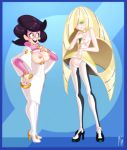  aether_foundation breasts_out jay-onjey looking_at_another looking_at_each_other lusamine pokemon pokemon_(game) pokemon_sm signature smile wicke 