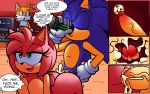  1girl 2boys amy_rose animal_ears ass breasts character_name cum cum_in_pussy cute dreamcastzx1 from_behind furry green_eyes internal_cumshot miles_&quot;tails&quot;_prower penis pink_hair pussy semen sex short_hair smile sonic_(series) sonic_the_hedgehog speaking text vaginal vaginal_penetration 