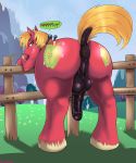 ! anus apple ass barefoot big big_ass big_macintosh big_macintosh_(mlp) blonde_hair cloud english_text equine erect_penis fence feral flower freckles friendship_is_magic fruit full_body fur grass green_eyes green_fur hair hay hooves horse horse_cock horsecock in_mouth looking_at_viewer looking_back male mountain my_little_pony nude outside penis plant pony presenting presenting_hindquarters puffy_anus purple_penis purple_skin raised_leg red_ass red_butt red_fur shadman shadow shiny short_hair sky solo spazkid teeth testicles text tree vein wood 