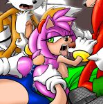  1girl 3boys amy_rose ass ass_grab buttjob fellatio foursome group_sex horny knuckles_the_echidna looking_back oral penis sega sex sonic sonic_(series) sonic_the_hedgehog 
