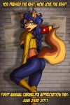  1girl anthro ass blue_hair breasts canine carmelita_fox clothed clothing ear_piercing footwear fox furry hair madopts mammal piercing shoes sideboob sly_cooper_(series) video_games 