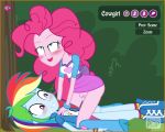 blue_iris blue_skin blushing cowgirl_position equestria_girls eyes_rolled_back friendship_is_magic futanari futanari_on_female game girl_on_top kneeling lying mlp my_little_pony older older_female on_top peachypop34 pink_skin pinkie_pie rainbow_dash red_iris vaginal young_adult young_adult_female young_adult_woman