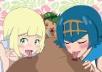  cfnm clothed_female_nude_male fellatio foursome happy happy_sex interracial lana licking licking_nipples licking_penis lillie lillie_(pokemon) mallow mallow_(pokemon) mao_(pokemon) nipples oral pokemon pokemon_(game) pokemon_sm porkyman pov sex smile suiren_(pokemon) 
