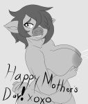 1girl anthro areola ass big_breasts breasts digital_media_(artwork) english_text foxx.dott furry hair happy_mother&#039;s_day holidays jennifer_(foxx.dott) lactating mammal mature_female milk mother&#039;s_day nipples original pig porcine simple_background smile text xoxo