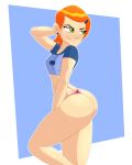 1girl ass ben_10 big_ass blush breasts cartoon_network child dat_ass earrings green_eyes gwen_tennyson little_girl loli orange_hair porongoneitor shirt short_hair small_breasts smile standing thick_thighs thighs thong young young_female young_girl younger younger_female