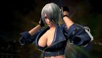  3d angel_(kof) bent_over breasts chaps cleavage gif king_of_fighters king_of_fighters_xiv midriff snk stretch video_game 