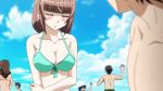  anime beach bikini blush ecchi emiru_ikuno green_bikini hentai ikuno_emiru nozoki_ana ocean smile water 