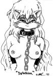  1996 1girl 1girl anthro bdsm bondage bound breasts cat chain collar feline furry james_pearson mammal nipples nude 