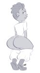  1girl ass big_ass boots freckles justindurden looking_back mooning panties pants_down sanders short_hair smile the_ridonculous_race thong total_drama_island white_background wide_hips 